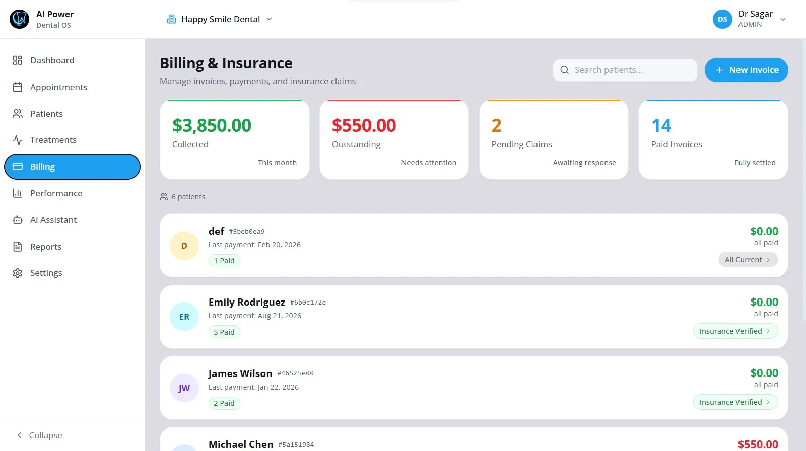 Dental OS — Billing & insurance