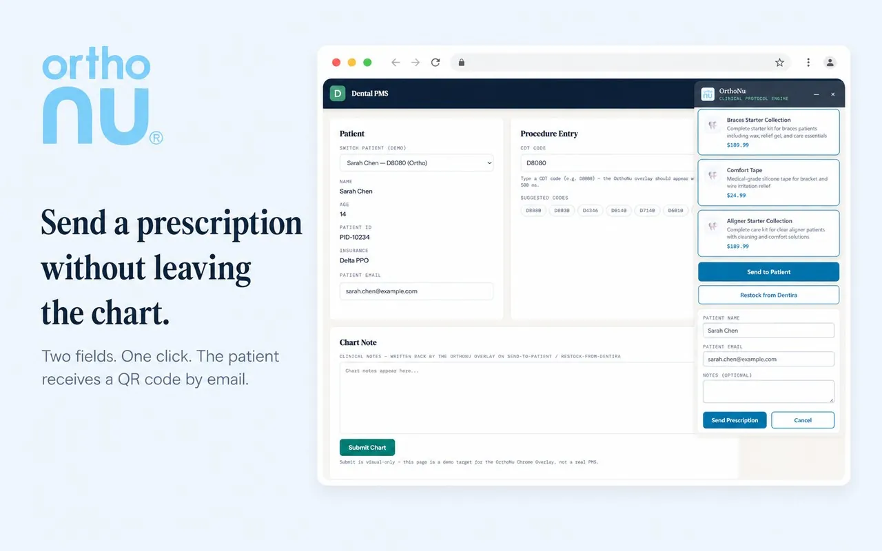 OrthoNu Overlay — Prescribe in-chart
