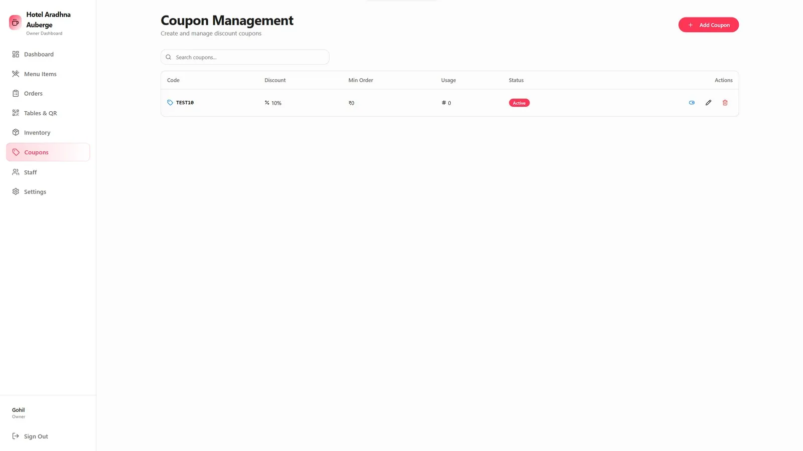 MenuPilot screen