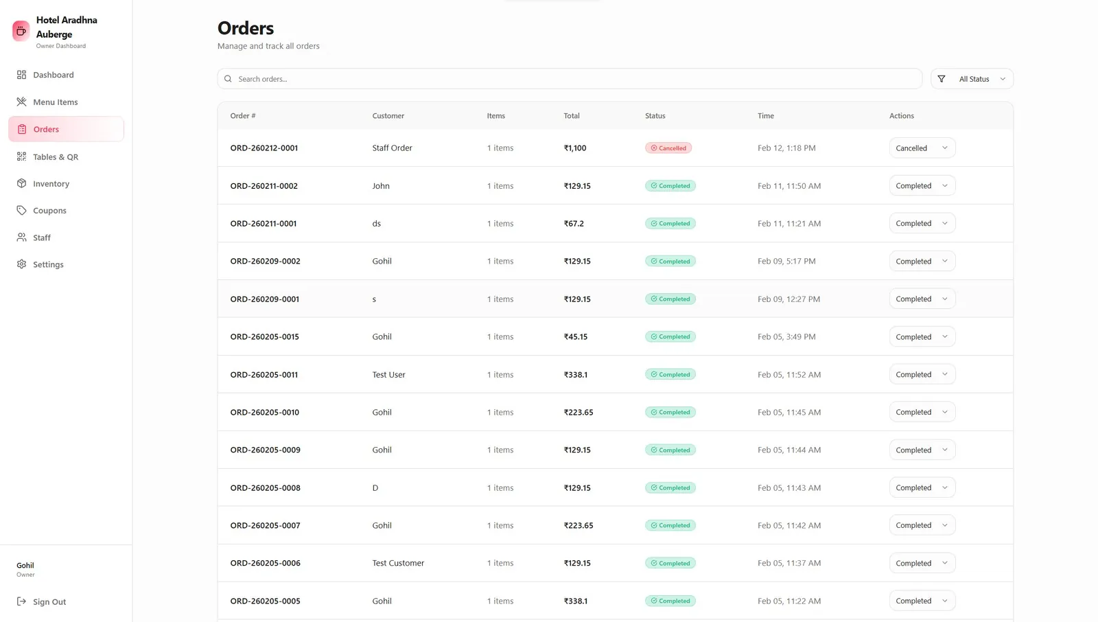 MenuPilot — Live orders
